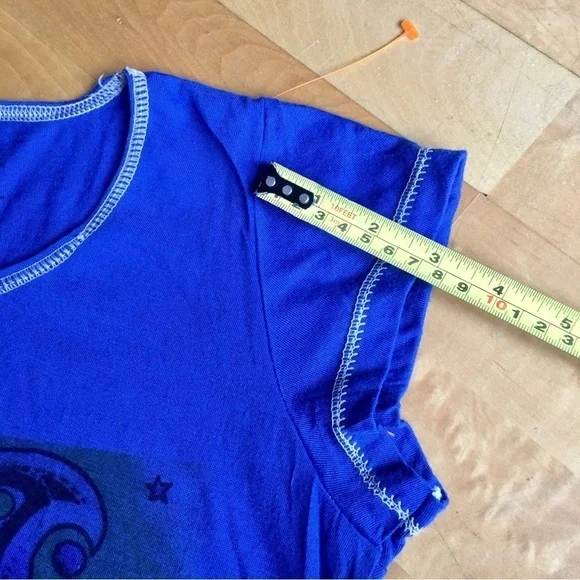 Butterfly Graphic Short Sleeve Tee, Royal Blue, Green, Black, Size XS - Picture 10 of 15